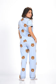 Back view of animal (Bear) print pyjama set - NapStory