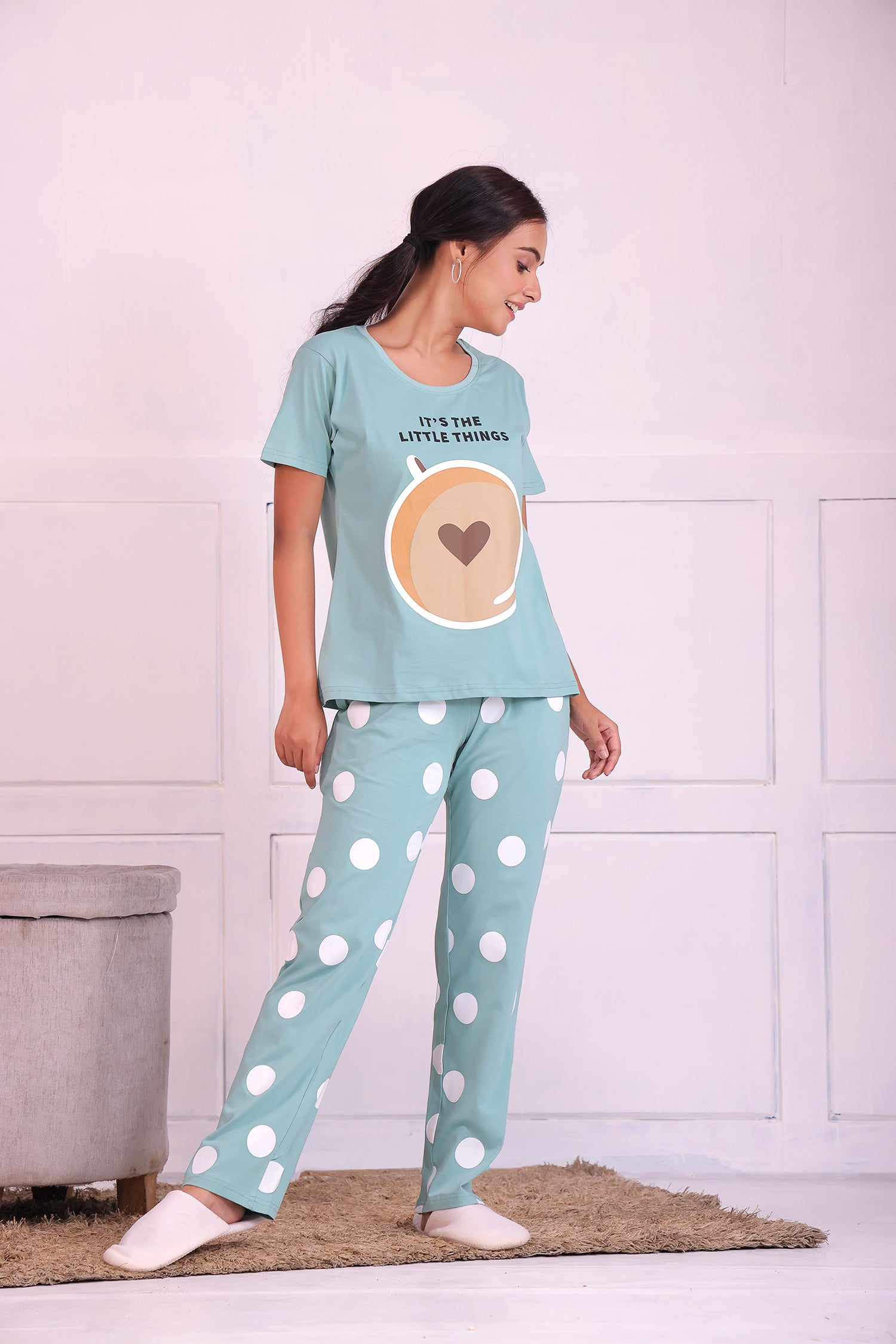 Cappuccino Polka T-shirt Pyjama Set