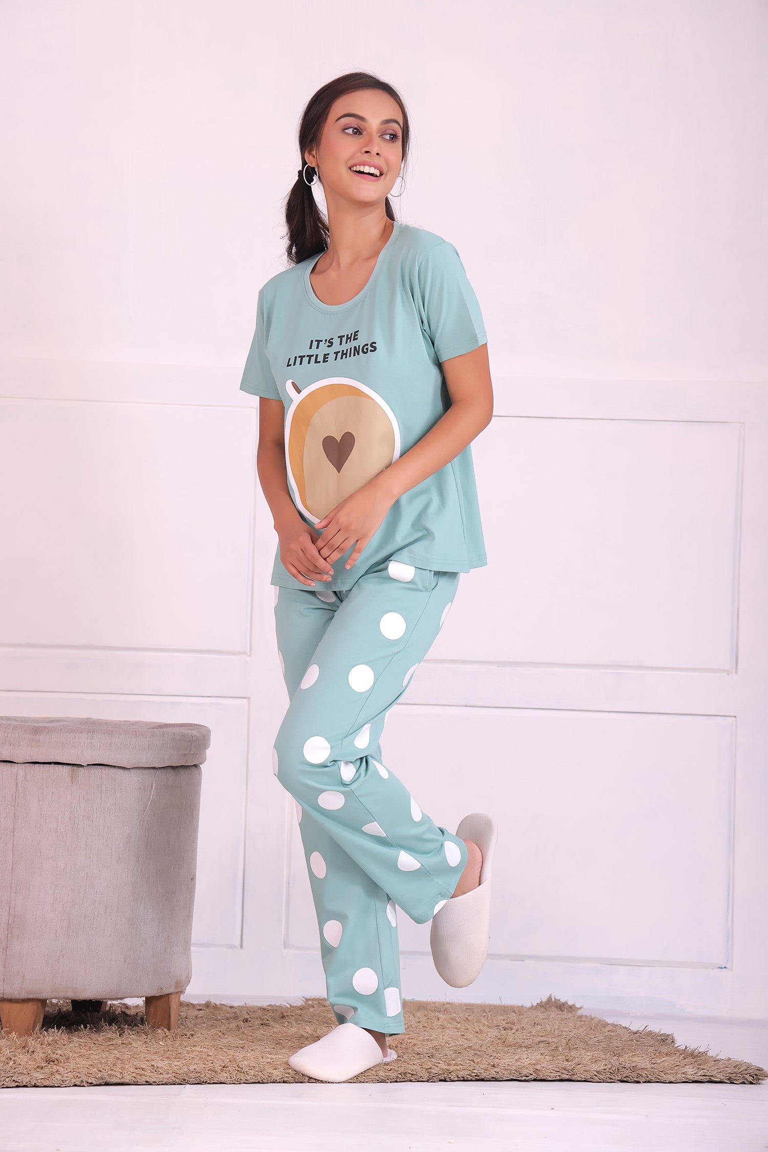 Cappuccino Polka T-shirt Pyjama Set