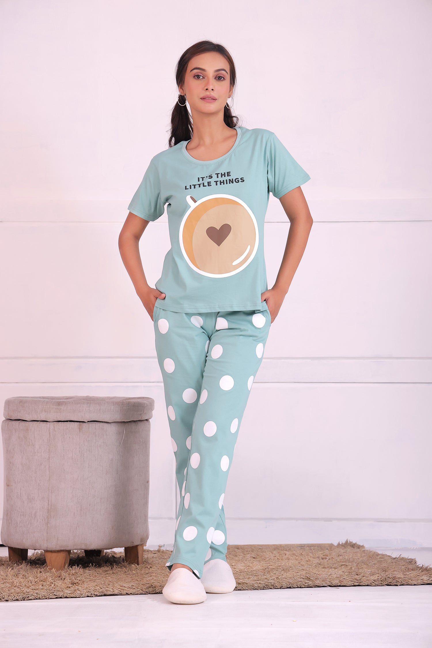 Cappuccino Polka T-shirt Pyjama Set