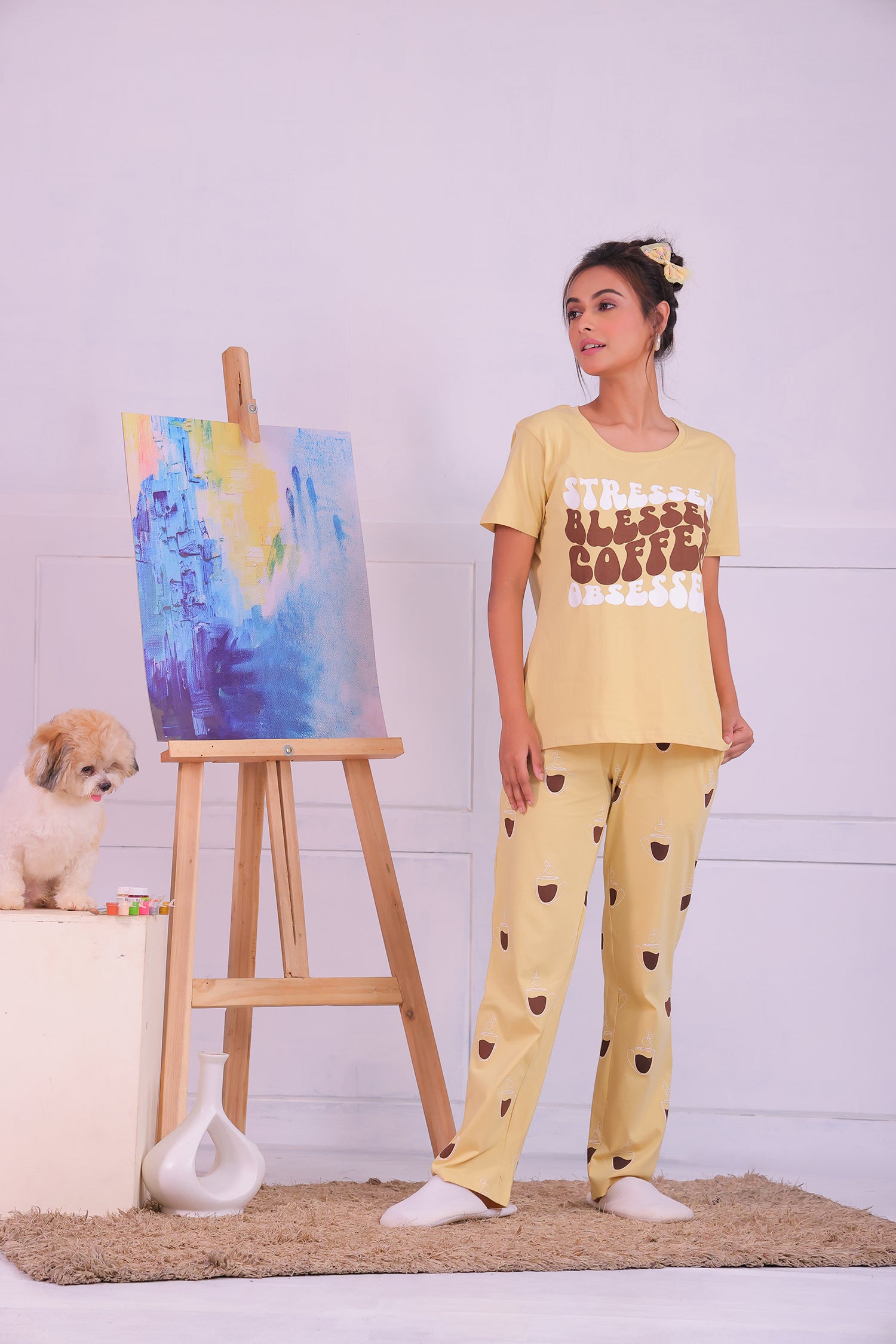 Coffee T-shirt Pyjama Set