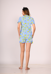 A lady wearing Lemon Print Shorts Set