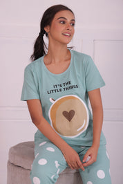 Cappuccino Polka T-shirt Pyjama Set