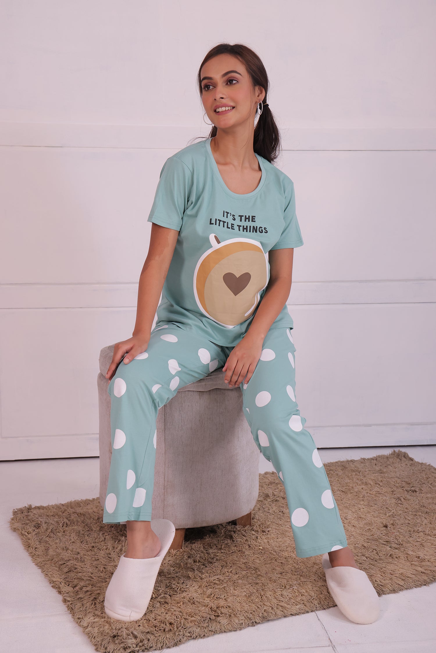 Cappuccino Polka T-shirt Pyjama Set