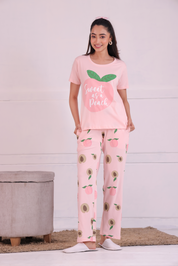 Peach T-shirt Pyjama Set