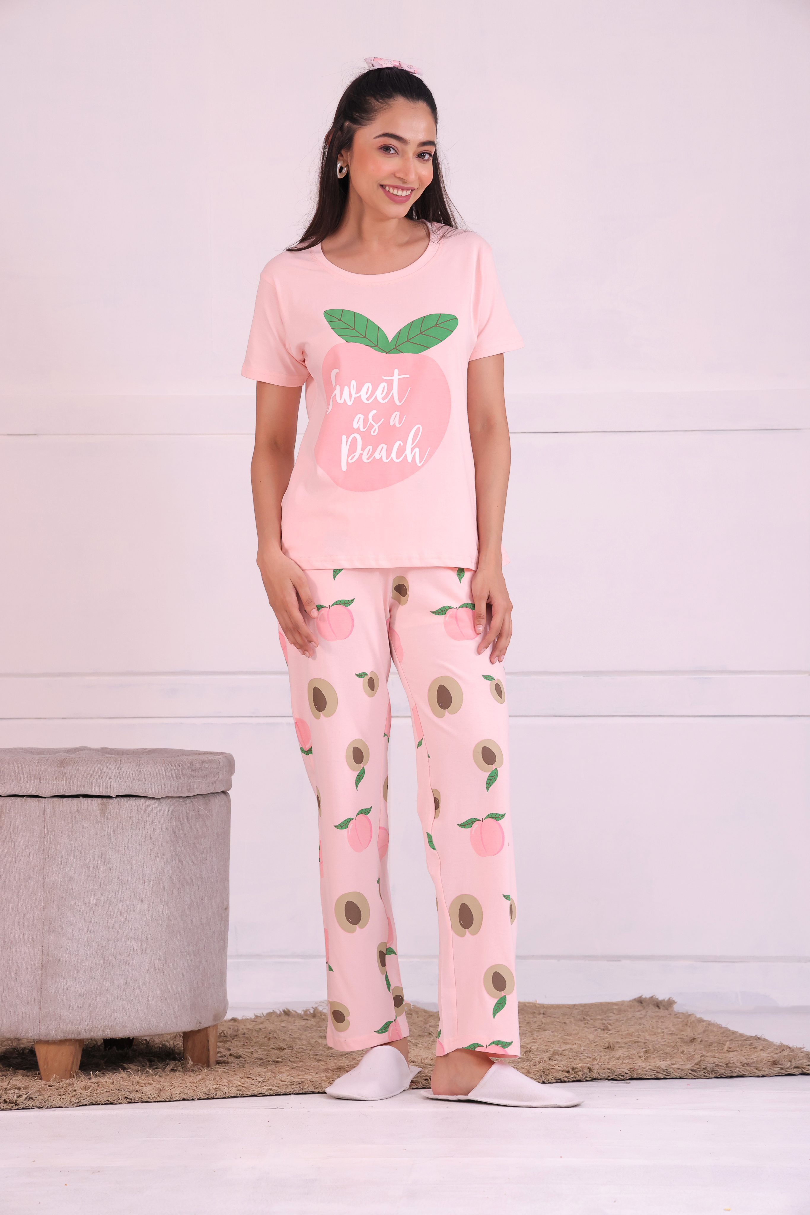 Peach T-shirt Pyjama Set