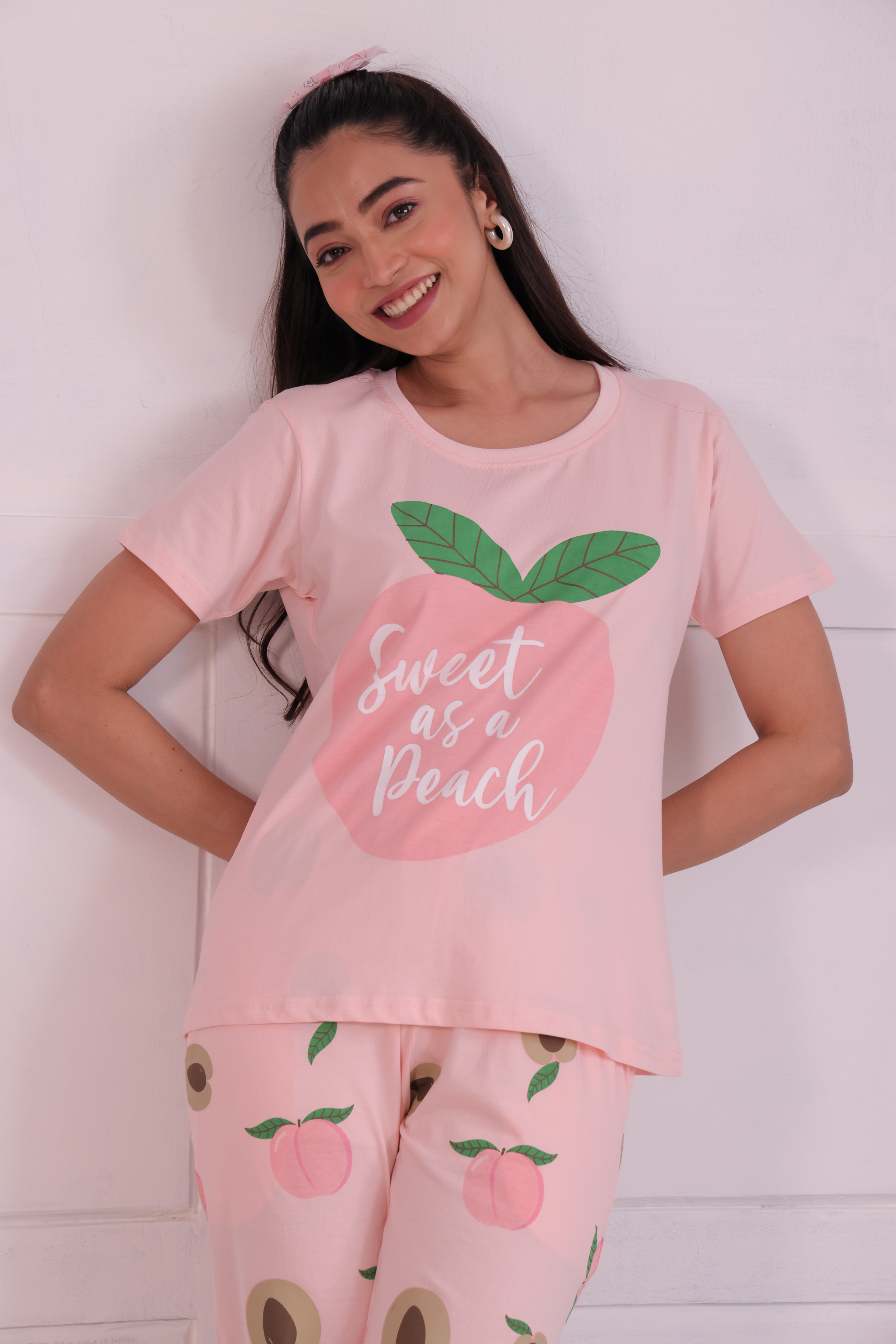 Peach T-shirt Pyjama Set