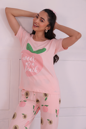 Peach T-shirt Pyjama Set