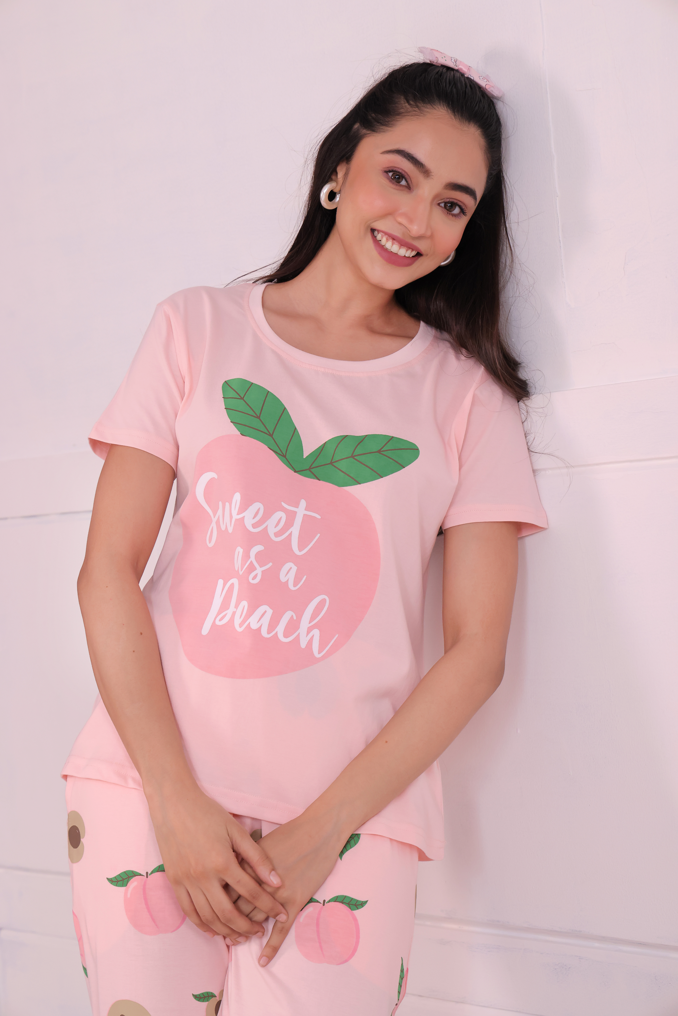 Peach T-shirt Pyjama Set