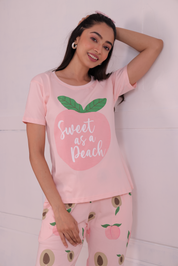 Peach T-shirt Pyjama Set