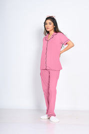 Pink Solid Pyjama Set