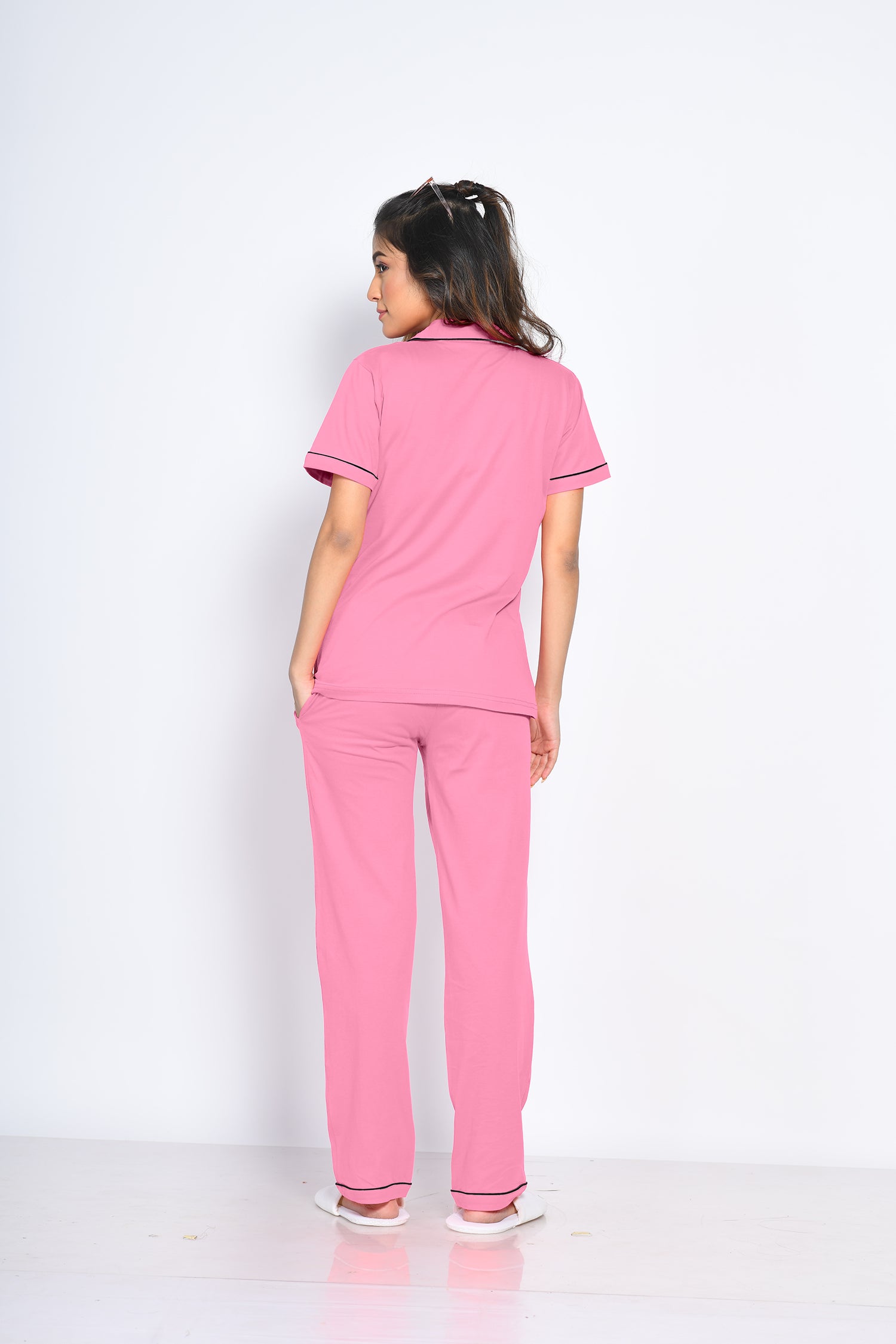 Pink Solid Pyjama Set