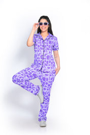 A Lady Flaunting a Abstract Print Nightwear Pyjama Set by Napstory