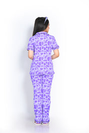 Back View of a Abstract Print Nightwear Pyjama Set by Napstory