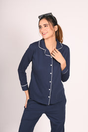 Navy Full Sleeve Nightsuit Set - NapStory