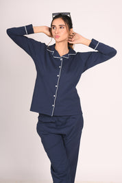 Navy Full Sleeve Nightsuit Set - NapStory