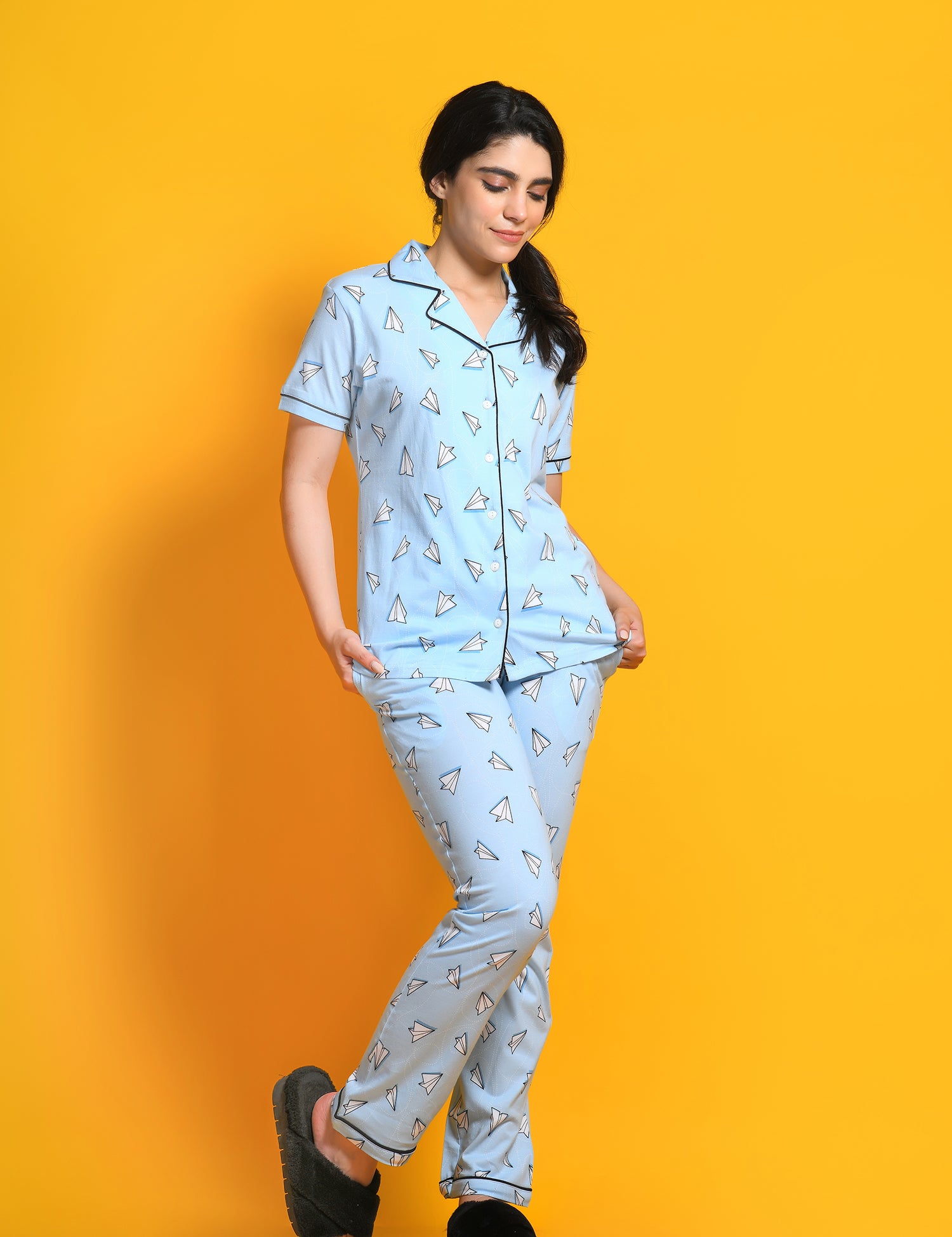 Paper Plane Print Pyjama Set - NapStory