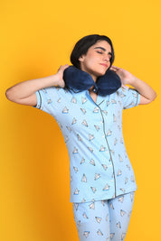 Paper Plane Print Pyjama Set - NapStory