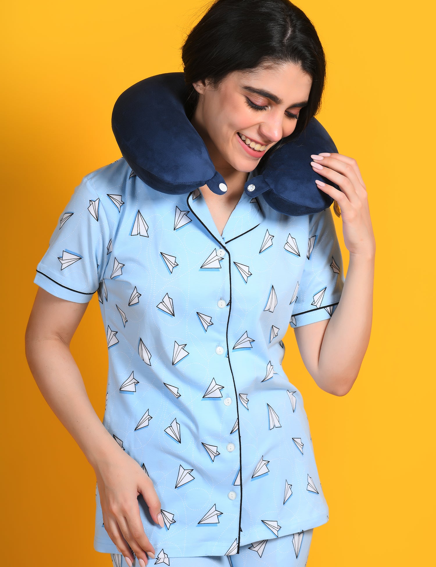 Paper Plane Print Pyjama Set - NapStory