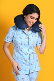 Paper Plane Print Pyjama Set - NapStory