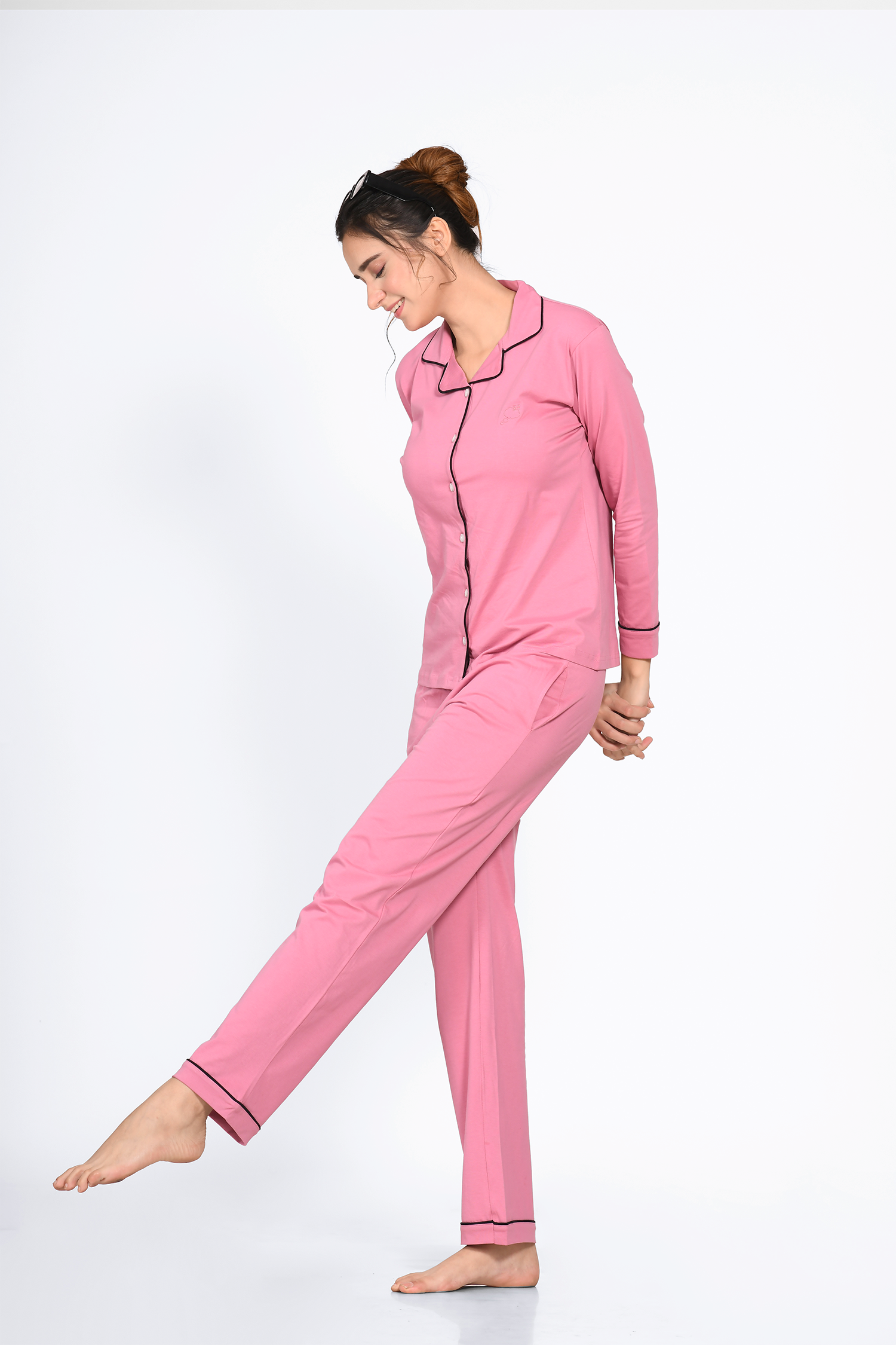 Pink Full Sleeve Nightsuit Set for Women - NapStory