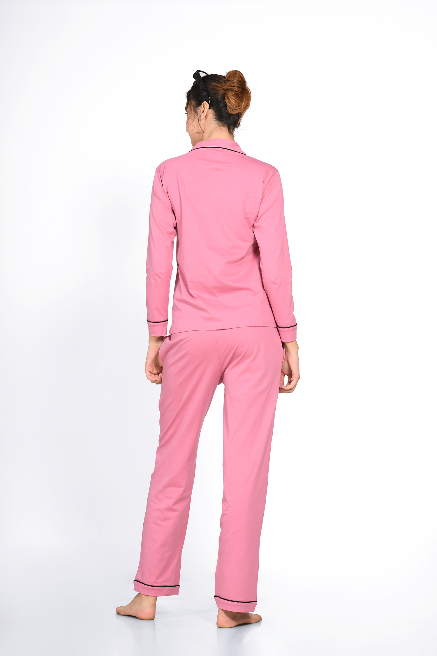 Pink Full Sleeve Nightsuit Set for Women - NapStory