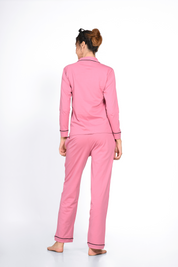 Pink Full Sleeve Nightsuit Set for Women - NapStory