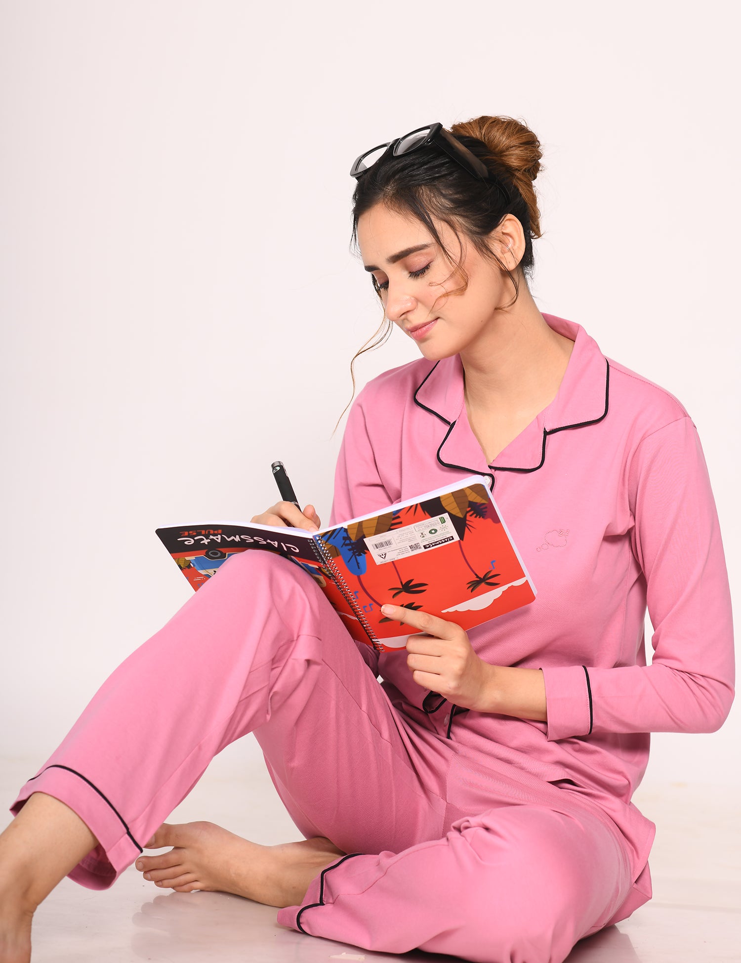 Pink Full Sleeve Nightsuit Set for Women - NapStory