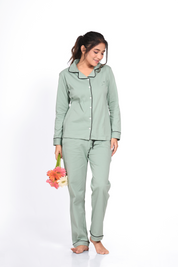 Sage Green Full Sleeve Nightsuit Set - NapStory