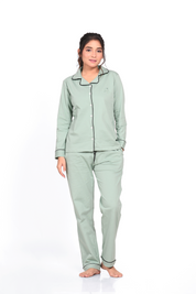 Sage Green Full Sleeve Nightsuit Set - NapStory