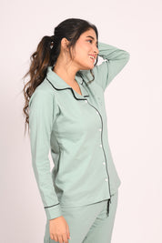 Sage Green Full Sleeve Nightsuit Set - NapStory