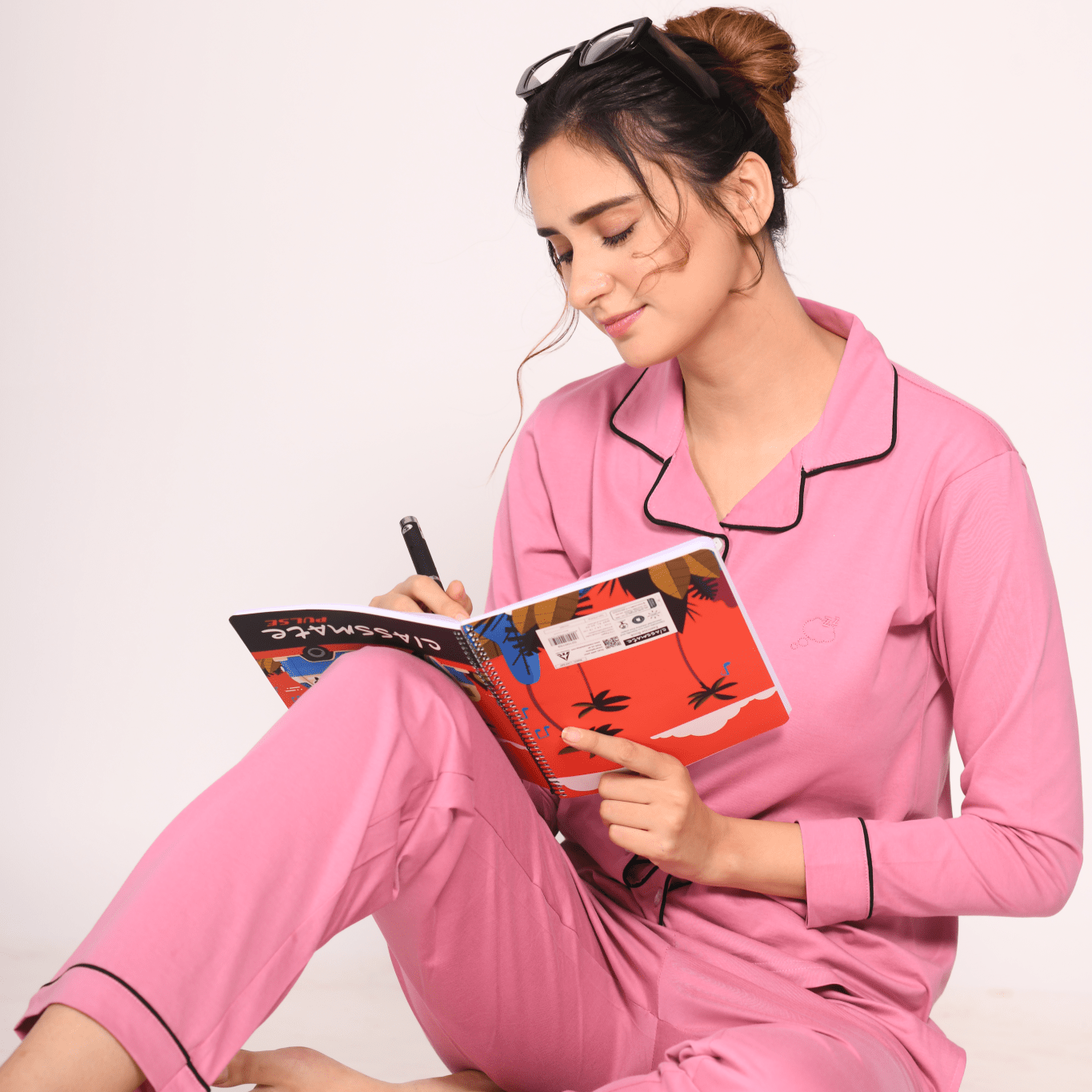 Pink Full Sleeve Nightsuit Set for Women - NapStory